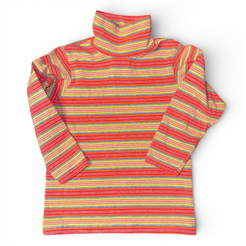 Vintage Mulberribush Girls Rainbow Stripe Turtleneck Top Size 6 USA Made